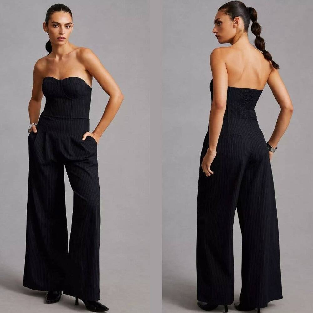NWT Anthropologie Pinstripe Tailored Jumpsuit - Size 12